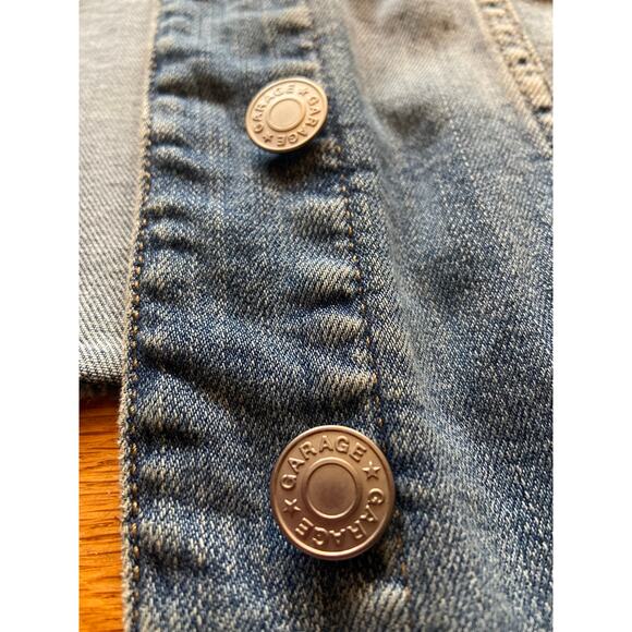 GARAGE Classic Fit Distressed Crop Denim Jacket sz M - Picture 6 of 11